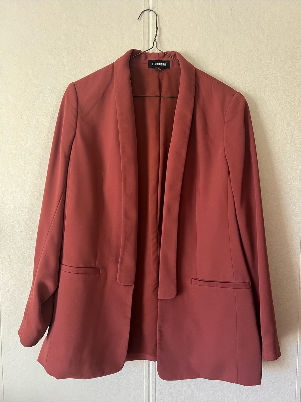 Express Women's Brick Red Open-Front Blazer